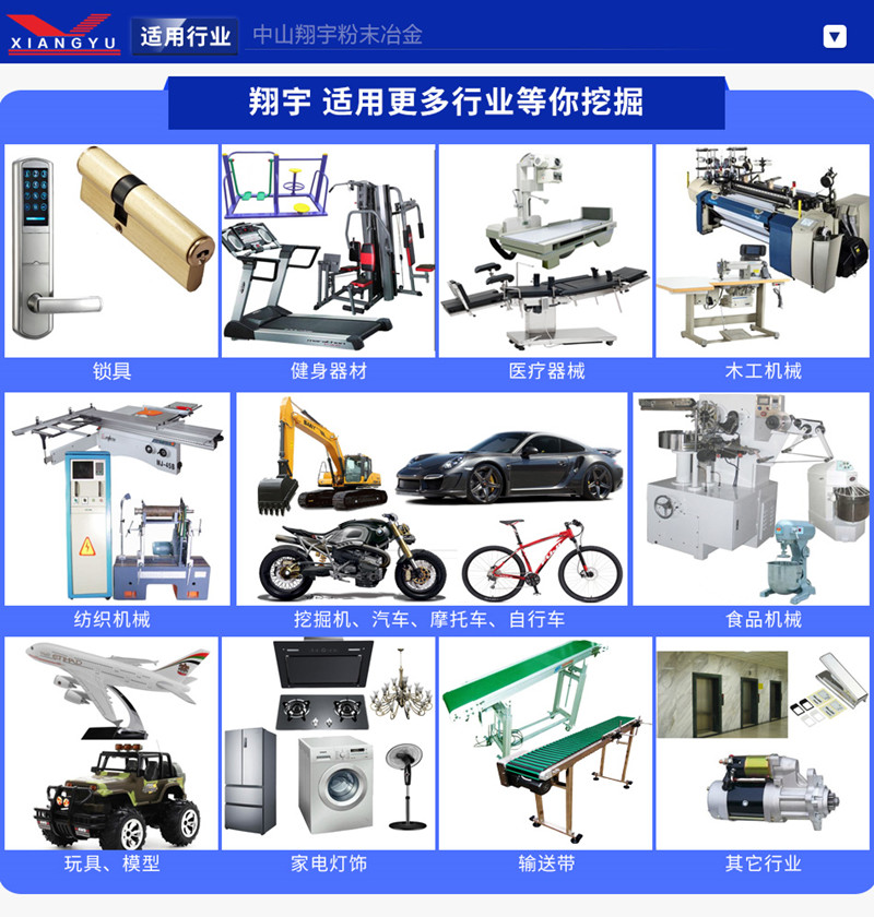 粉末冶金适用行业